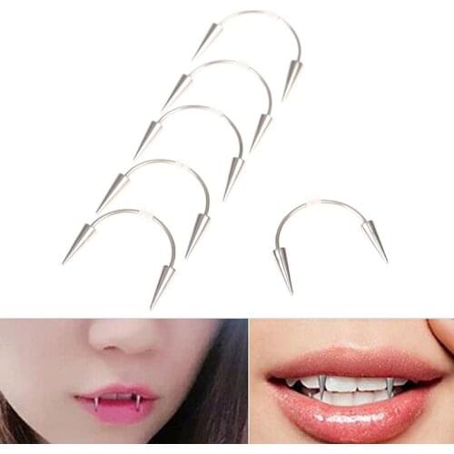 1PC Dracula Nail Surgical Steel Smiley Piercing Jewelry Septum Piercing Body Decorations Vampire Fangs Zombie Teeth