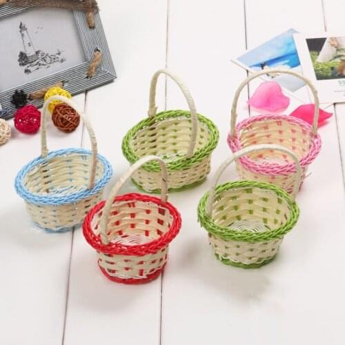 1pc Mini Hand-woven Storage Baskets Plastic Weaving Storage Baskets Fabric