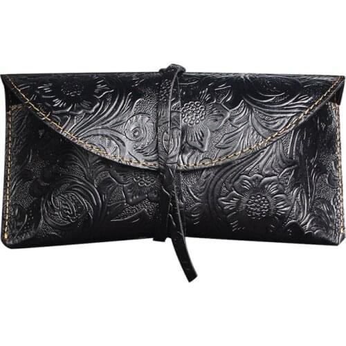 1 Pcs Retro Men Portable Glasses Case Genuine Leather Foldable Sunglasses Box Eyeglasses Holder Spectable Box Unisex