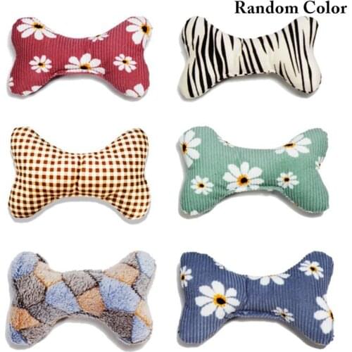 1pc Bite Resistant Pet Toy Plush Bone Shape Interactive Dog Chewing Toy Cat Bite Toys Pet Supplies Pet Accessories Random Color