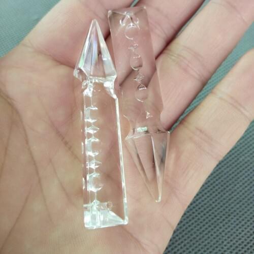 10pcs/lot 63MM machine grinding clear triangle chandelier crystal bar with arrow head and 1 mounting holes lighting Accessories