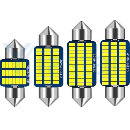 50/100/500x Festoon 31mm 36mm 39mm 41mm C5W LED Bulb Canbus No error Car Interior Reading LED Light License Plate Lamps 3014 SMD