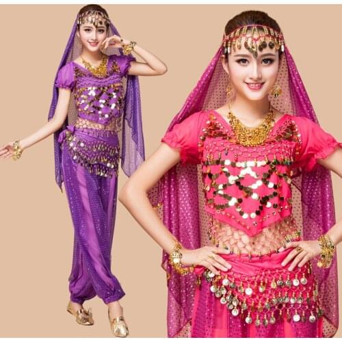 4pcs Set Women Belly Dance Costumes for Women Indian Costume for Adult Oriental Bellydance Tribal Belly Stage Dance Costume Pant
