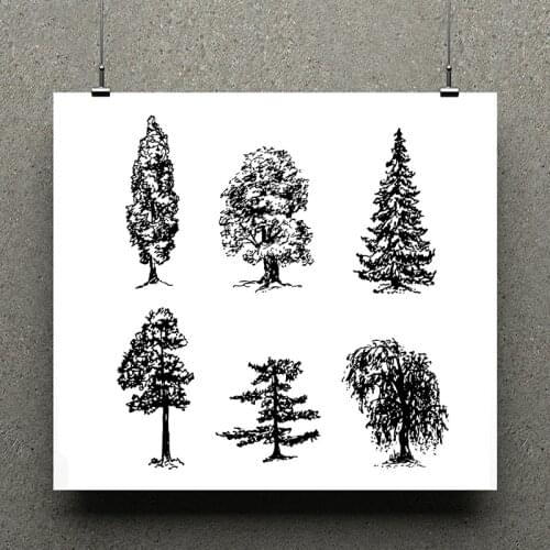 AZSG Different Pine Trees Silicone Clear Stamps For Scrapbooking DIY Clip Art /Card Making Decoration Stamps Crafts