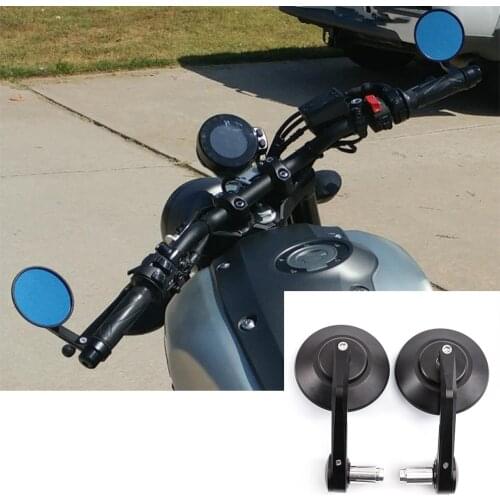 7/8" 22mm Side bar Mirrors Bar End Mirrors Universal Rear View Mirrors For Yamaha Honda Triumph Ducati Motif Black