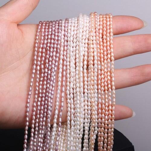 Natural Freshwater Pearl Beaded High Quality Rice Shape Punch Loose Beads for Make Jewelry DIY Bracelet Necklace Accessories