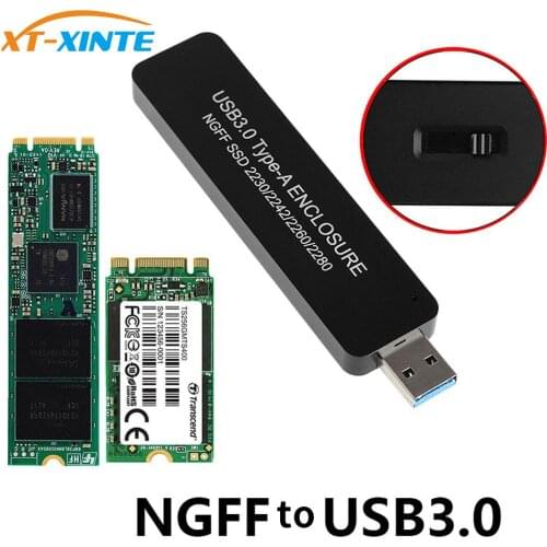 USB 3.0 HDD Case TYPE-A to M.2 SATA SSD External Enclosure Stretched Plug for NGFF M2 2230 2242 2260 2280 Box Hard Drive Adapter