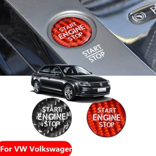 For VW Volkswagen Tiguan L Lamando Passat Sagitar Bora Carbon Fiber Engine Start Stop Button Cover Trim Ignition Starter Sticker