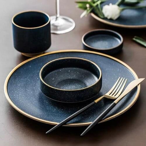 European Style Phnom Penh Retro Ceramic Steak Plates Dinner Dessert Dish Drinkware Rice Bowls Wine Tea Breakfast Cup Dinnerware
