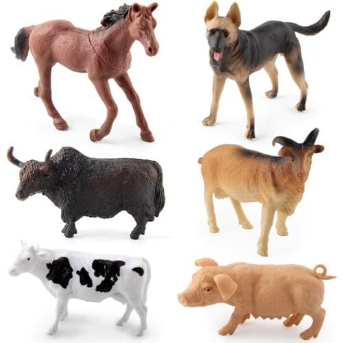 Farm Poultry Animal Action Toys PVC Calf Cow Buffalo Dog Model Collectible Puzzle Games Toys For Children Kids Toys Boys Gift