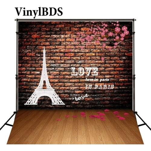 VinylBDS Eiffel Tower Backdrop Brick Wall Backdrop Newborn Baby Backdrops Large Size Seamless Photo For Photography Studio