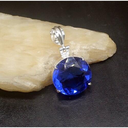 Gemstonefactory Jewelry Big Promotion 925 Silver Amazing New Blue Topaz Women Ladies Mom Gifts Necklace Pendant 20213542