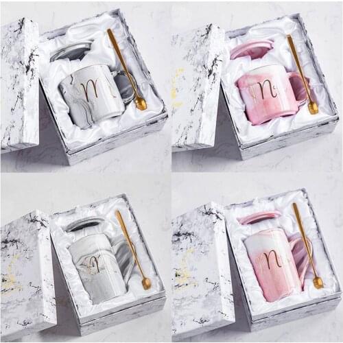 Mr＆Mrs Ceramic Mug With Lid and Stainless Steel Spoon Coffe Cup Gift for Couple Lovers 400/450ml JA55