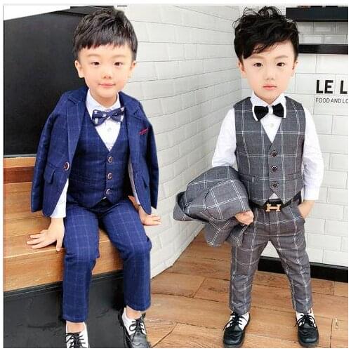 Boys Suits Blazers Clothes Suits For Wedding Formal Party Baby Vest Pants Jackets 3pcs Kids Boy Outerwear Clothing Set
