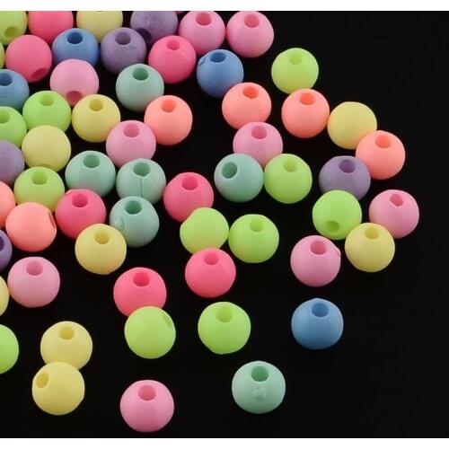 500g Round Spray Painted Fluorescent Acrylic Beads Mixed Color 6mm 10mm 12mm Hole: 2mm about 1020~5200pcs/500g