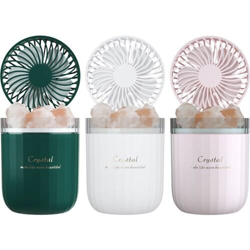 Mini Humidifier USB Air Freshener with Cooling Fan Mini LED Himalayan Salt Lamp Car Mist Maker Office Desktop Air Purifier