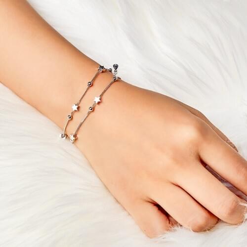MISANANRYNE Elegant Chain Bracelet Silver Color Beads Stars Charm Bracelet For Women Snake Link Chain Bracelet Jewelry Gift