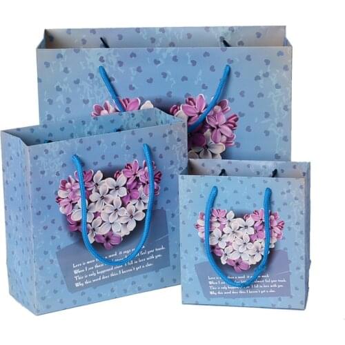 Korean style cinereous heart-shaped flower design fashion gift bag Birthday Valentines Day gift paper packing bag