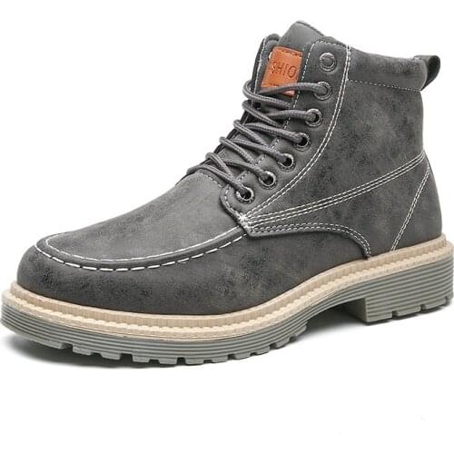 2021 Spring and Autumn New Casual Fashion Mens Boots Lace-up Comfortable Shoes for Male Flat Brand Designer Martin Boots Men