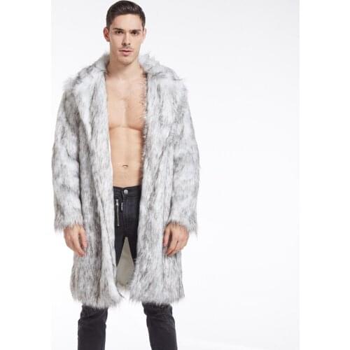 Man autumn Winter keep warm Faux Fur luxury coat plus size loose fashion long sleeve imitation fur thicken turn-down collar coat