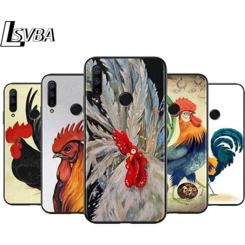 Anti-Fall Soft Black Cover Cute Running Rooster For Huawei Honor 30 20 10 9X 9 Lite Pro V20 20S 9S 9A 9C 9N Phone Case