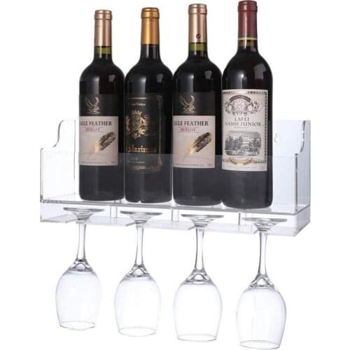 Acrylic Wall Mounted Wine Rack, Bottle Glass Holder Storage for Red, White, Champagne - Home and Kitchen Decor organize