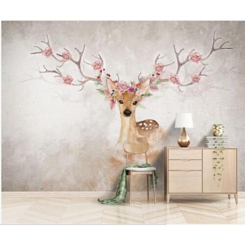 WDBH custom mural 3d photo wallpaper European hand painted watercolor elk home decor living room wallpaper for walls 3 d