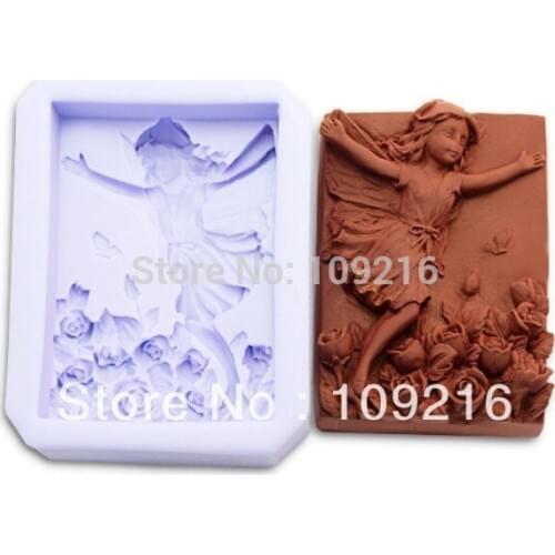 Wholesale!!!1pcs Beautiful Fairy with Run (R0976) Silicone Handmade Soap Mold Crafts DIY Mold
