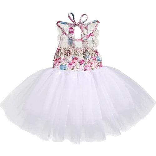 Newborn Baby Kids Girls Dresses Tulle Tutu Floral Dress Lace Ball Gown Backless Party Dresses Summer Children Clothing