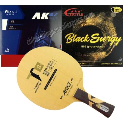 Pro Table Tennis Combo Racket YINHE T8s Blade with Palio AK47 BLUE and Tuttle ITTF Black Energy 888 PingPong shakehand long FL