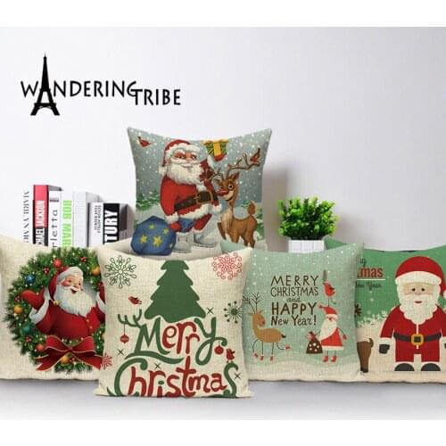 Christmas Decoration Cushion Case Santa Claus Cushions Sofa Elk Pillow Cases Lovely Throw Pillow Cover Decorative Pillows Kissen