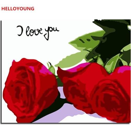 Rose Painting By Numbers DIY Digital Canvas Oil Painting Home Decor For Living Room Wall Art Christmas Gift Frameless 40*50cm