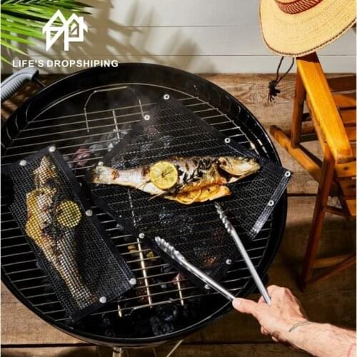 Non Stick Barbecue Bag High Temperature Resistant Barbecue Bag Reusable Grilling Mesh Bags for Electric Gas Charcoal Grill