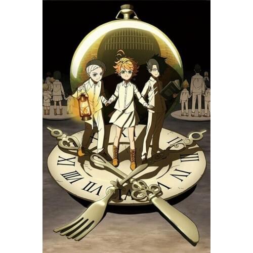 Anime The Promised Neverland Yakusoku no Neverland Norman Emma Ray Art print Silk poster Home Wall Decor