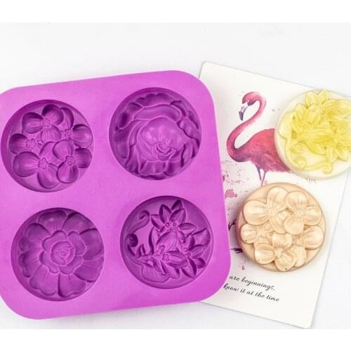 Silicone Soap Mold Handmade Soap Making Supplies Chocolate Biscuit Mold Cake Decoration Flower-Shaped Silicone Mold Soap Molds