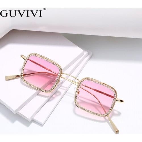 Diamond Square Sunglasses Women 2019 Men Rhinestone Vintage Sunglasses Luxury Retro Men Sun Glasses Brand Designer Small Eyewear