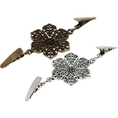 Alloy Flower Shape Cardigan Shrug Sweater Pin Clips Shirt Collar Clothing Clasp Brooch