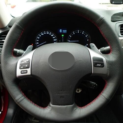 Hand-stitched Black Hige Soft Genuine Leather Steering Wheel Cover for Lexus IS IS250 IS250C IS300 IS350 IS300C IS350C F SPORT
