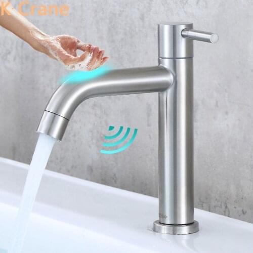 Smart Touch Faucet Basin Sensor Tap Stainless Steel Brushed Grifos Touch Activated Battery Electric Kraan Wash Basin Torneiras