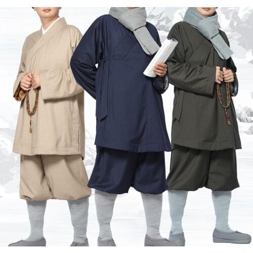 Unisex Winter warm Linen&cotton zen suits shaolin monks buddhist clothing lohan Arhat kung fu martial arts uniforms