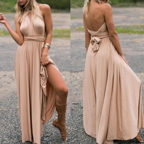 Women Boho Club Dress Sexy Womens Dress with Draped Laces Bohemian Style Long Dress Suitable for Bridesmaids Transformable