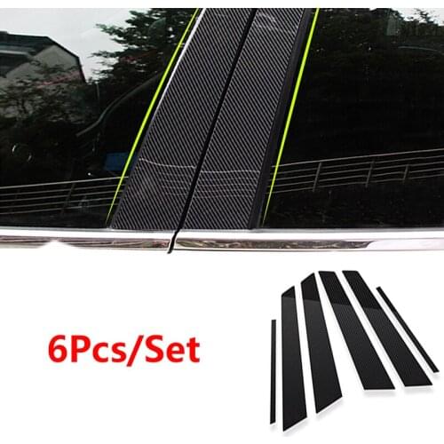 1 Set Black Carbon Fiber Car Window Center Pillar Sticker Decals Anti Scratch Car Sticker for Honda Civic Sedan 2012-2015