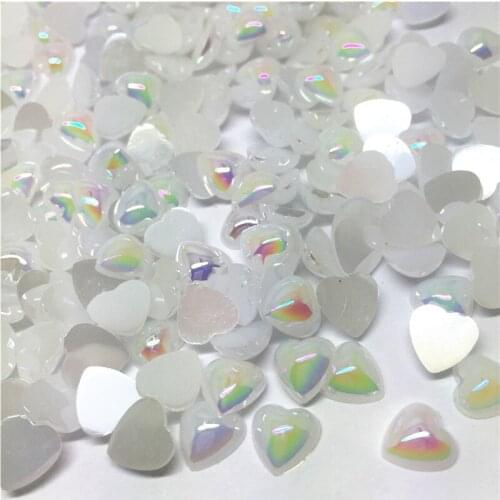 100pcs 8mm AB Colors Resin Heart Flatbacks Cabochons Embellishments For Cardmaking Scrapbooking Wedding DIY Crafts