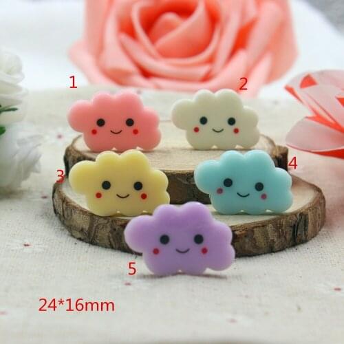 15pcs/lot mix colors resin cloud in solid color for kids hair phonecase DIY resin cabochons accessories