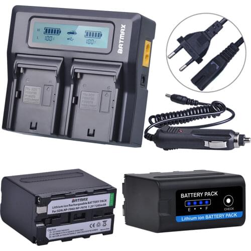 7200mAh NP-F970 NP-F960 NPF970 F960 Bateria with LED Power Indicators+LCD Rapid Dual Charger For Sony PLM-100 CCD-TRV35 MVC-FD91