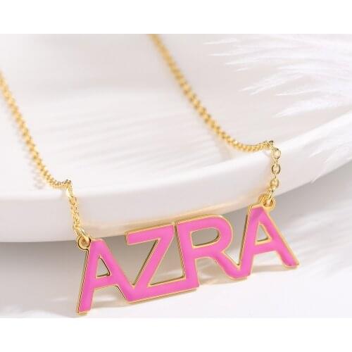 Enamel Necklace Customized Name Necklace Gold Stainless Steel Pendant Personalized Dropoil Necklace Jewelry Mothers Day Gift