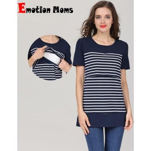 Emotion Moms Shor Sleeve Casual Maternity Tops Feeding T-shirt Maternity Pregnancy Breastfeeding Clothes For Pregnant Women
