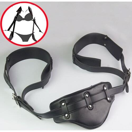 Erotic Leather Bondage Neck To Thigh Sling Spreader Slave Restraint Open Leg Belt Sex Position Aid Swing SM Women Sex Furnitures