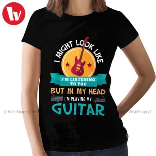 Guns N Roses T-Shirt In My Head I'm Playing My Guitar T Shirt Graphic Short-Sleeve Women tshirt Ladies Tee Shirt