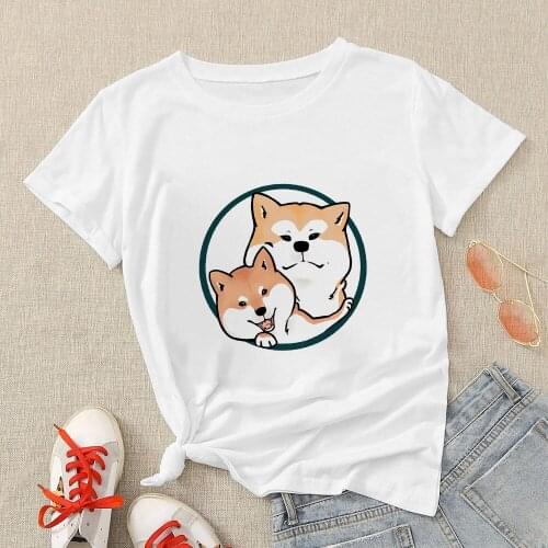 Fashion Streetwear Tshirt Women Big Shiba Inu Little Shiba Inu Printed T Shirt Summer Clothes For Kids Oversize Woman Tshirt